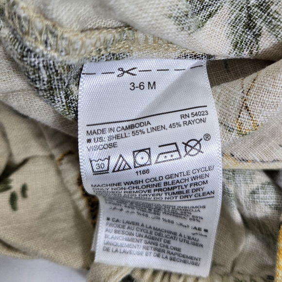 Old Navy Baby Girls Tan Tropical Animal Safari Ruffled One-Shoulder Romper 3-6M - Picture 8 of 9